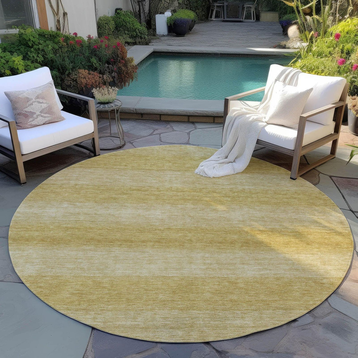 Haelius Gold Washable Indoor-Outdoor Rug