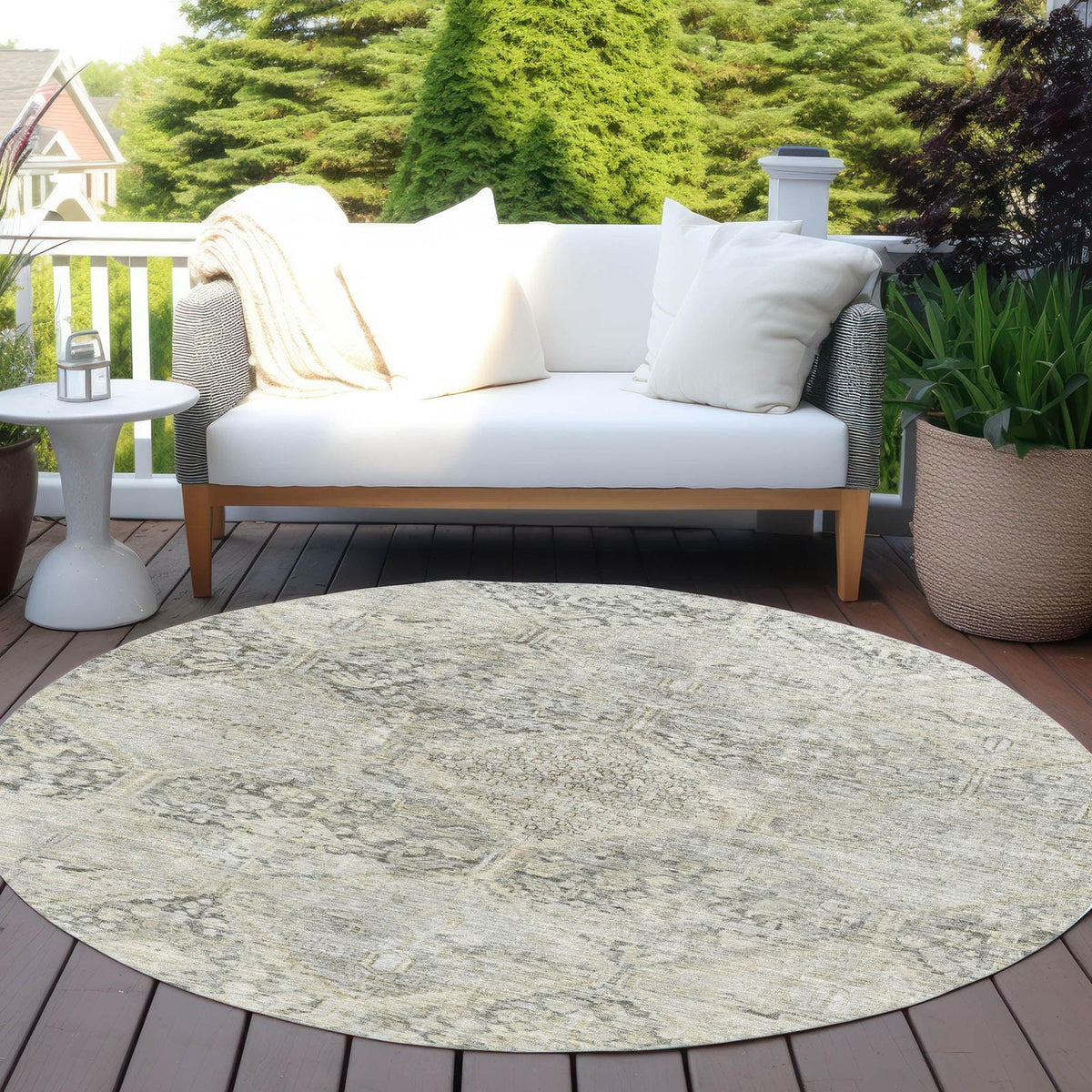 Iriius Gray Washable Indoor-Outdoor Rug
