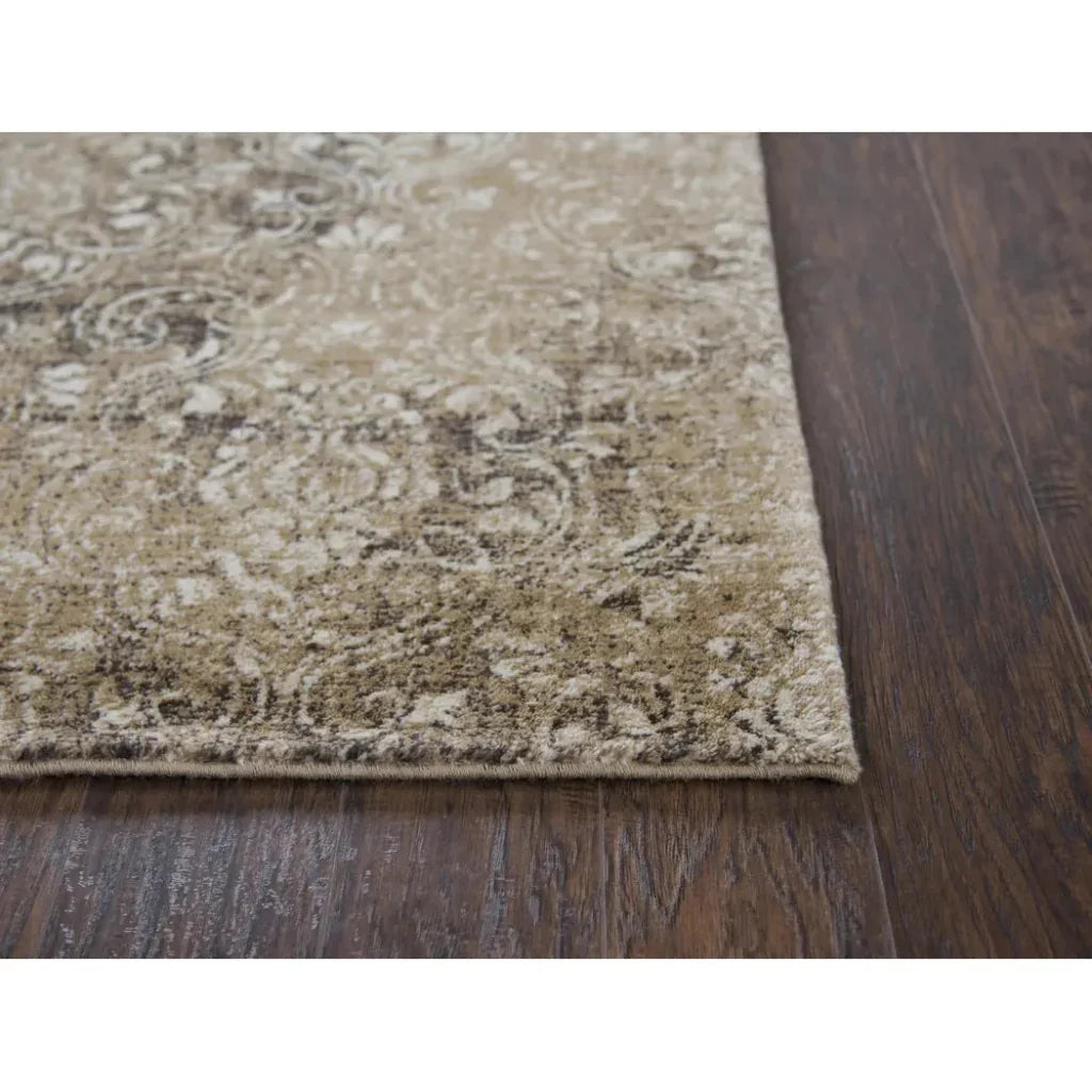 Arla Damask Brown Large Area Rugs For Living Room -- brown