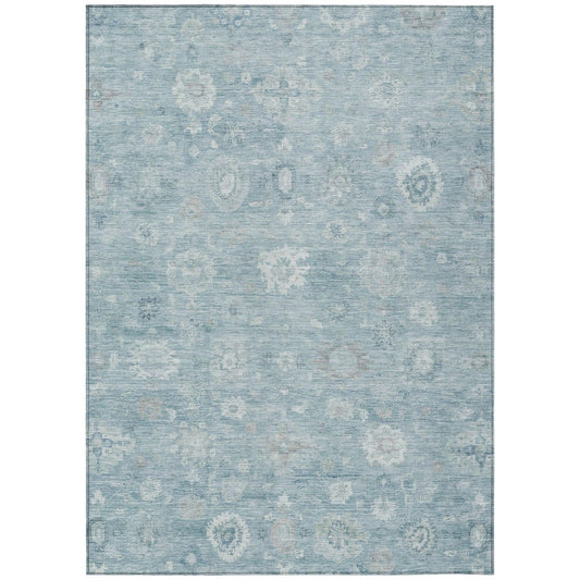 Laeara Blue Washable Indoor-Outdoor Rug