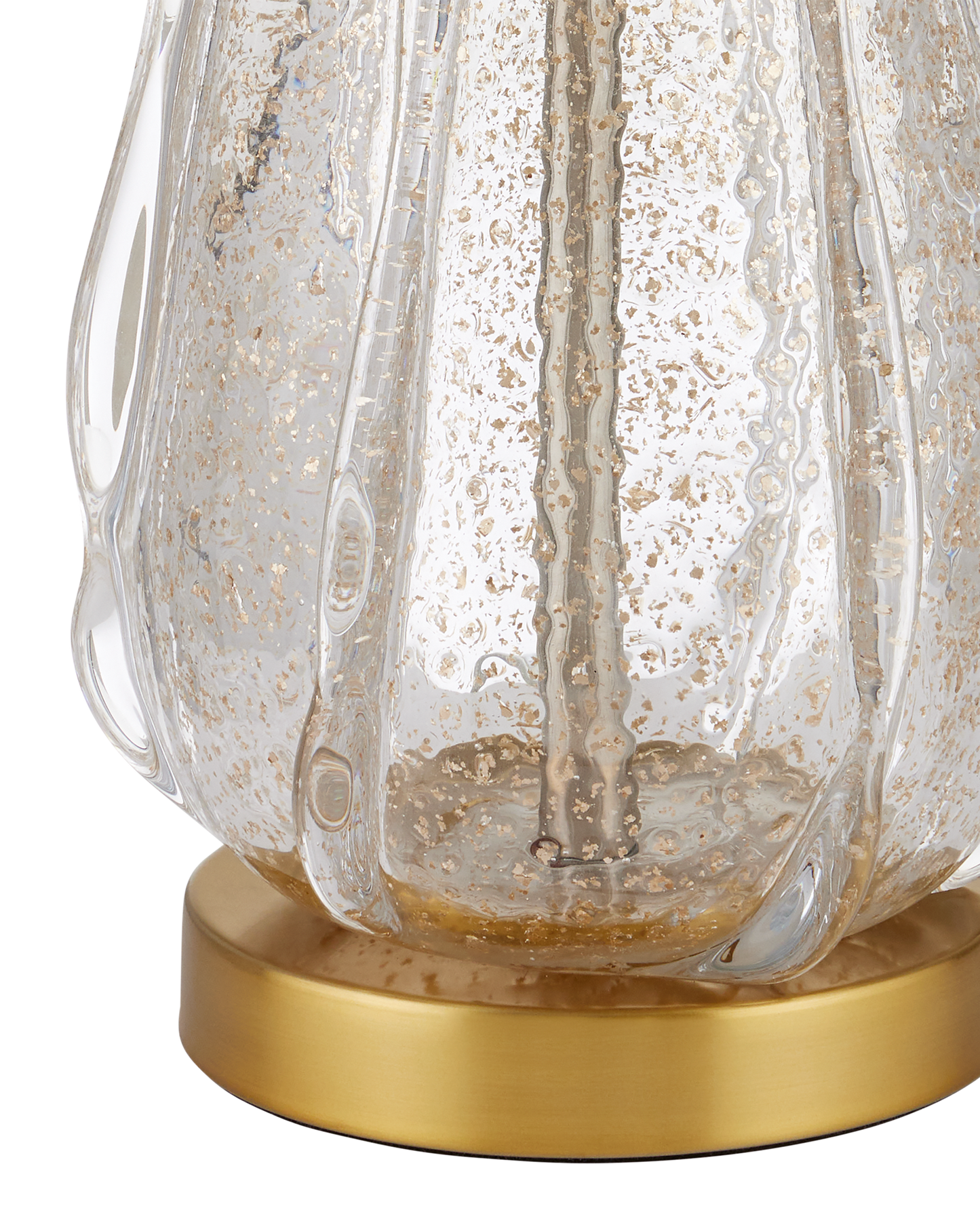 Zyphyrine Glass and Metal Gold Table Lamp