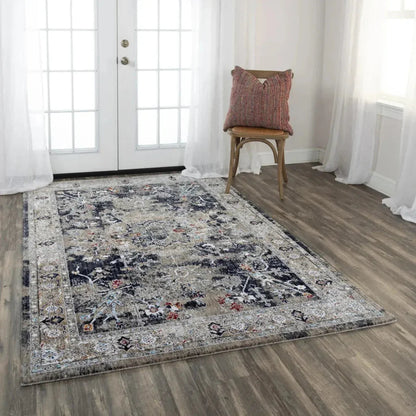 Dika Medallion Charcoal Large Area Rugs For Living Room -- charcoal