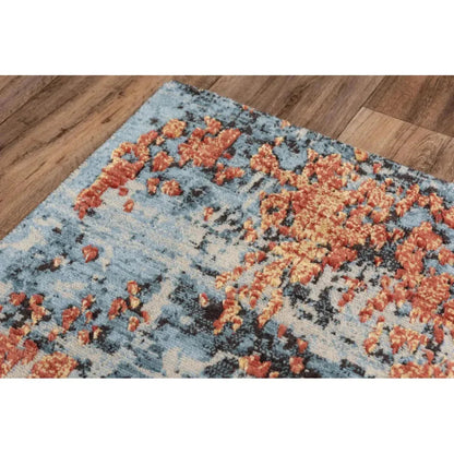 Devo Abstract Blue Large Area Rugs For Living Room -- blue