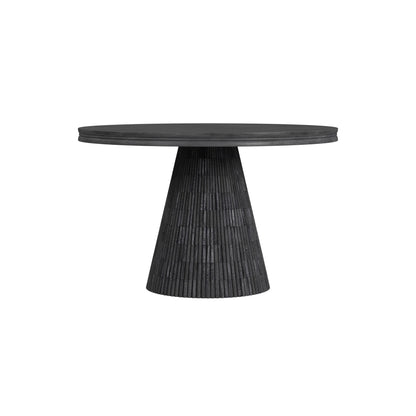 Gaines Solid Mango Wood Black Round Dining Table