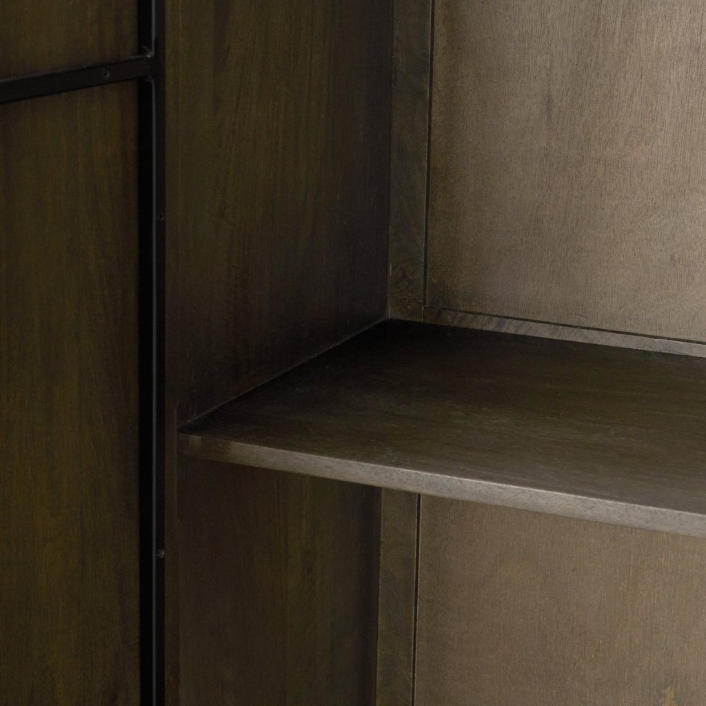 Cinder 42" Distressed Dark Brown Reeded 2-Door Tall Cabinet -- Dark Brown