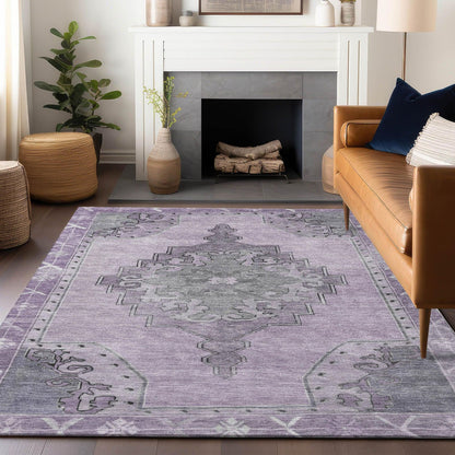Haelion Plum Washable Indoor-Outdoor Rug