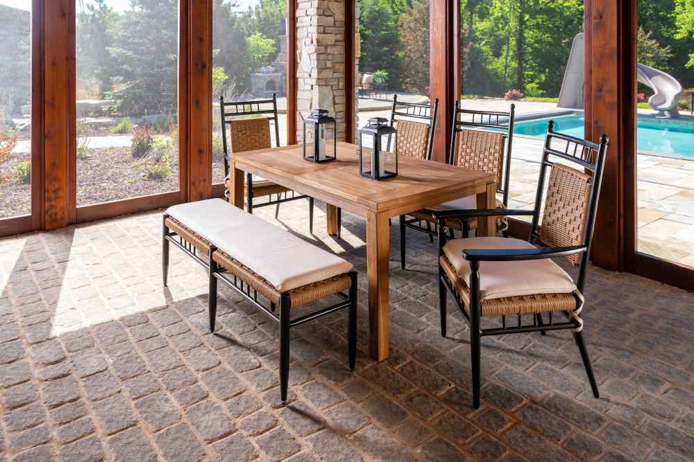 Teak Butterfly Leaf Umbrella Outdoor Dining Table-Outdoor Dining Tables-Lloyd Flanders-Sideboads And Things