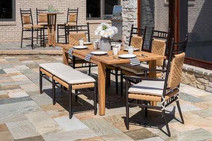 Teak Butterfly Leaf Umbrella Outdoor Dining Table-Outdoor Dining Tables-Lloyd Flanders-Sideboads And Things