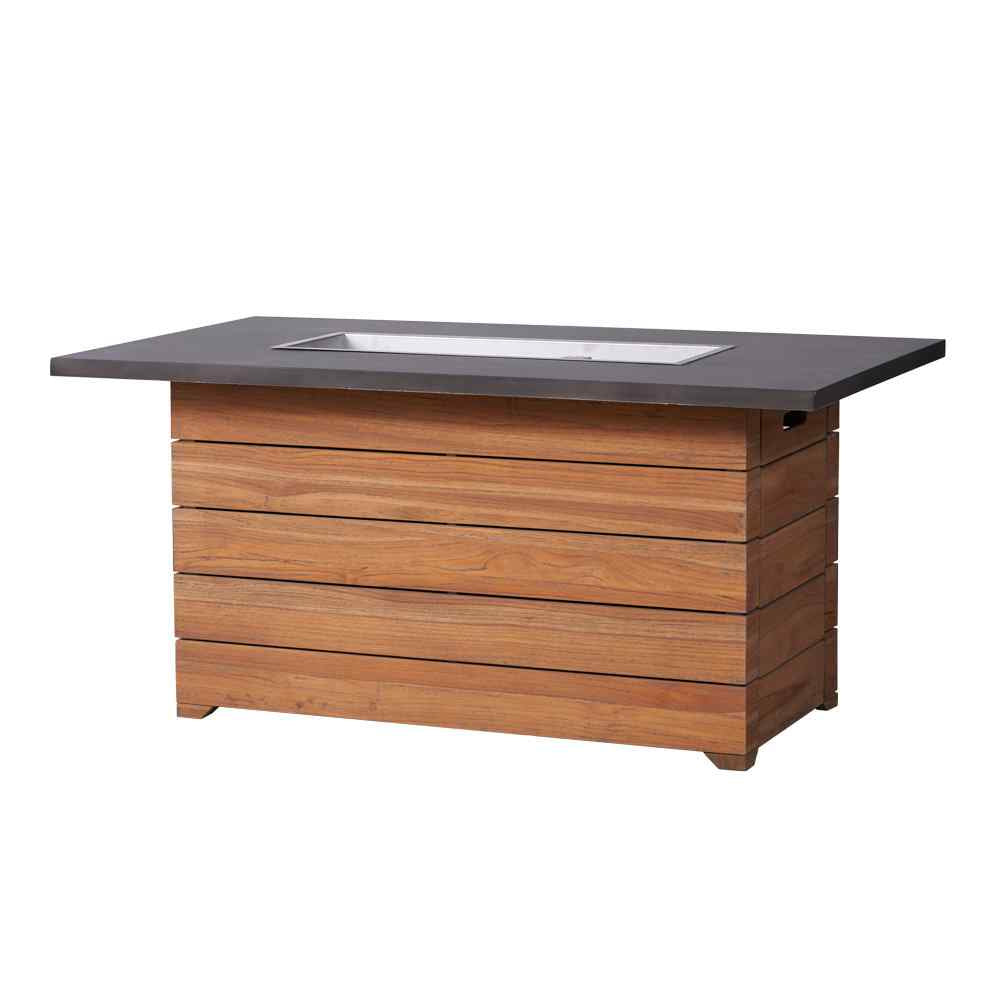 Teak Outdoor Fire Table with Faux Concrete Top-Outdoor Fire Tables-Lloyd Flanders-Sideboads And Things