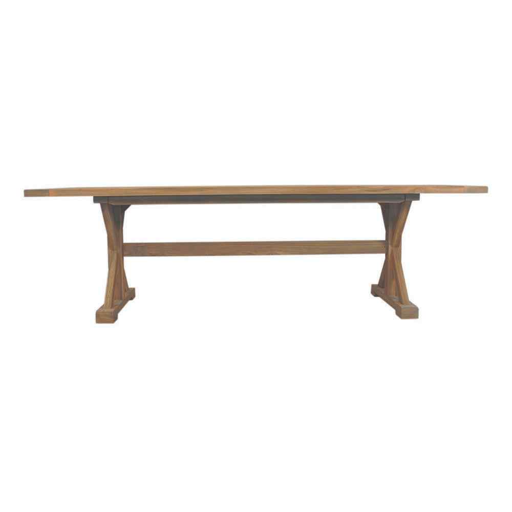 Teak Rectangular Trestle Base Outdoor Dining Table-Outdoor Dining Tables-Lloyd Flanders-Sideboads And Things