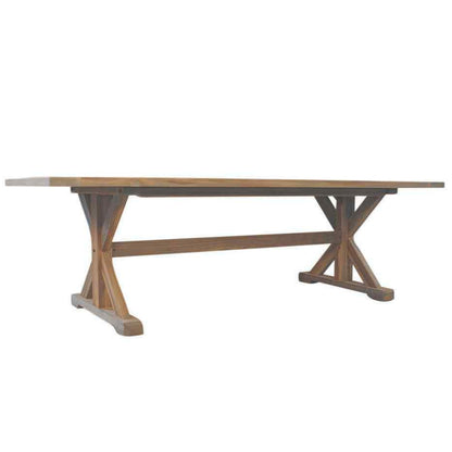 Teak Rectangular Trestle Base Outdoor Dining Table-Outdoor Dining Tables-Lloyd Flanders-Sideboads And Things