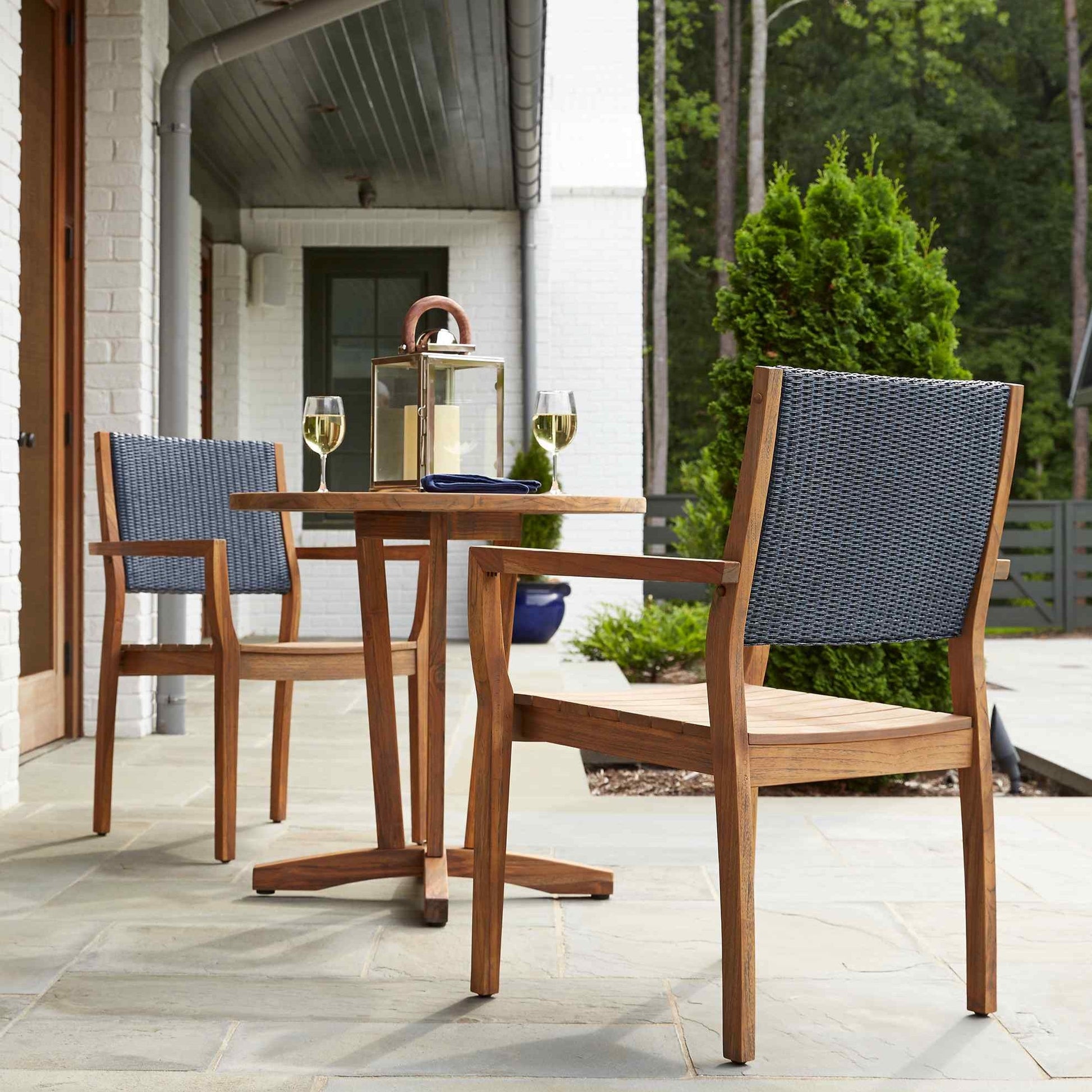 Teak Round Outdoor Bistro Table-Outdoor Dining Tables-Lloyd Flanders-Sideboads And Things
