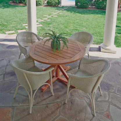 Teak Round Cross Base Outdoor Dining Table-Outdoor Dining Tables-Lloyd Flanders-Sideboads And Things