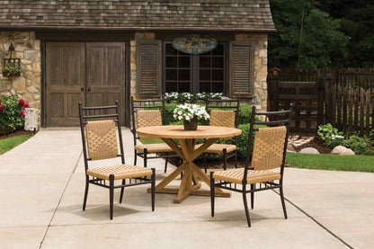 Teak Round Cross Base Outdoor Dining Table-Outdoor Dining Tables-Lloyd Flanders-Sideboads And Things