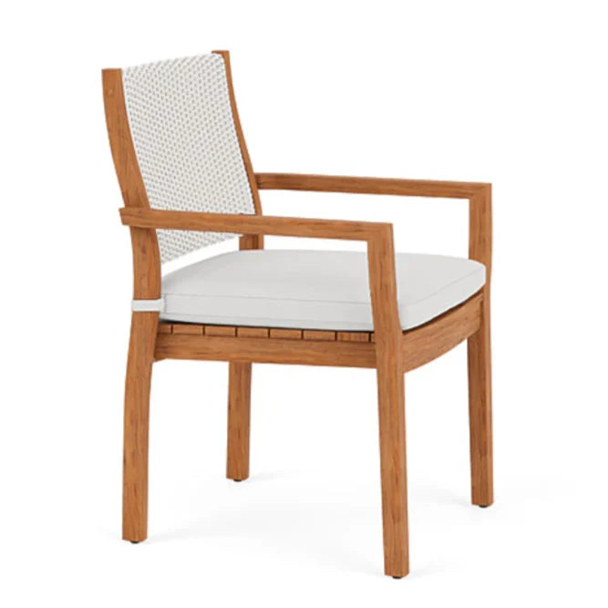 Lloyd Flanders Loom Loom Back Teak Outdoor Dining Armchair