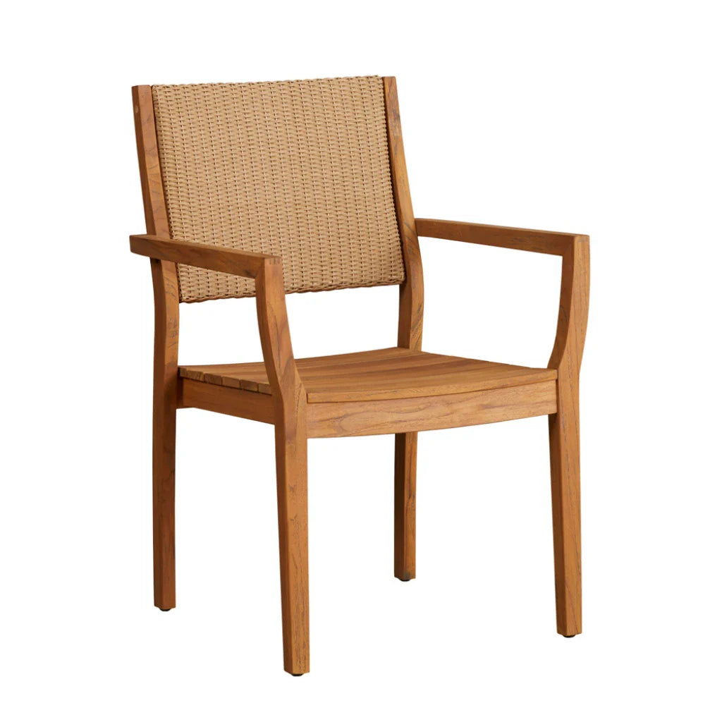 Lloyd Flanders Loom Loom Back Teak Outdoor Dining Armchair