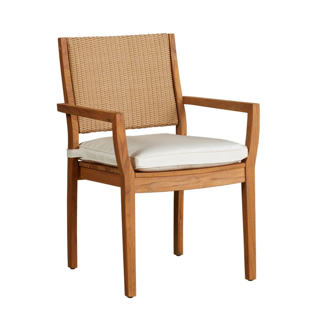 Lloyd Flanders Loom Loom Back Teak Outdoor Dining Armchair