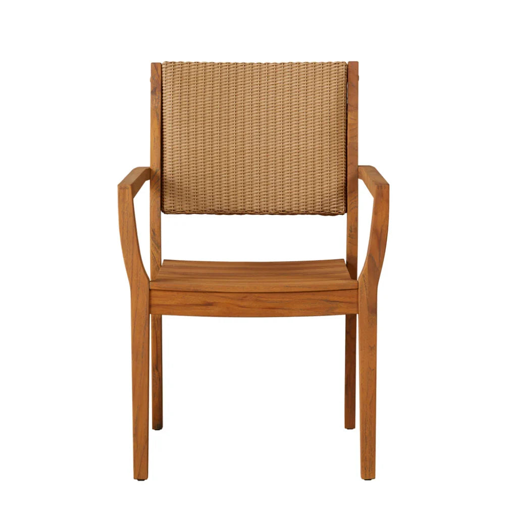Lloyd Flanders Loom Loom Back Teak Outdoor Dining Armchair