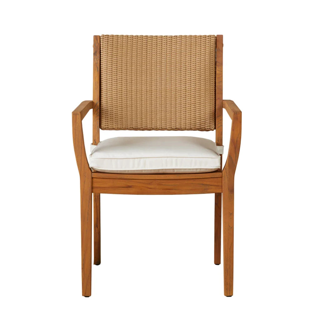 Lloyd Flanders Loom Loom Back Teak Outdoor Dining Armchair