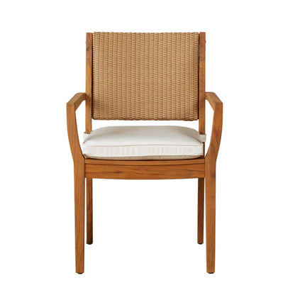 Lloyd Flanders Loom Loom Back Teak Outdoor Dining Armchair