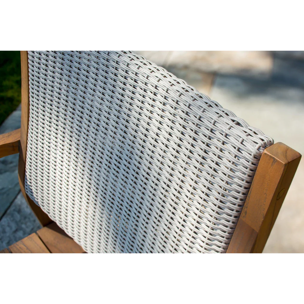 Lloyd Flanders Loom Loom Back Teak Outdoor Dining Armchair