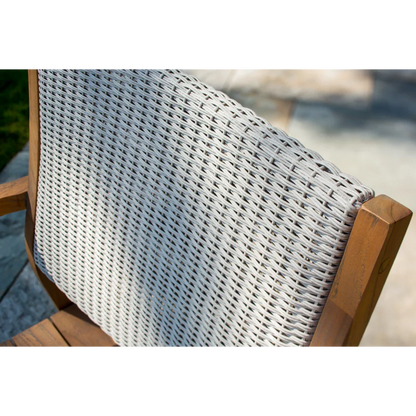 Lloyd Flanders Loom Loom Back Teak Outdoor Dining Armchair
