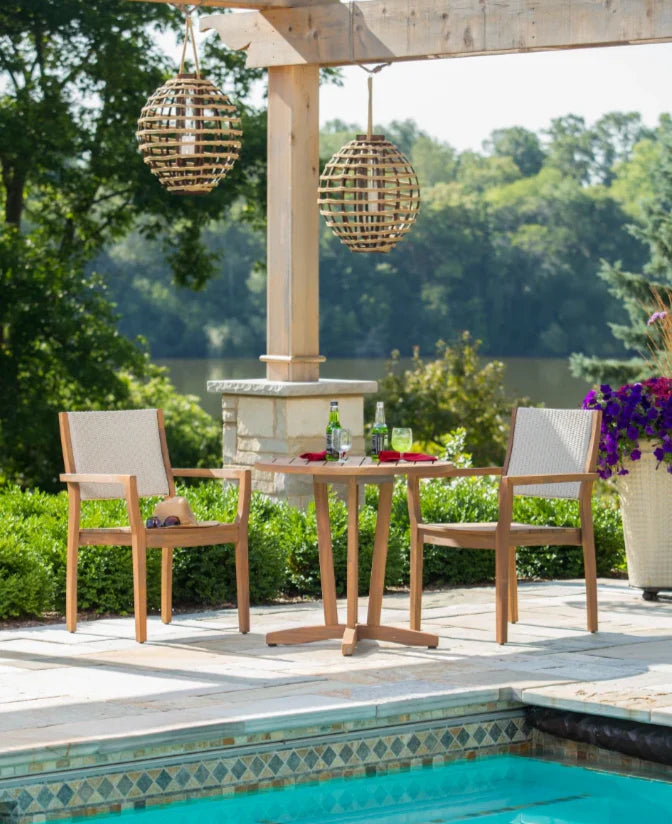 Lloyd Flanders Loom Loom Back Teak Outdoor Dining Armchair