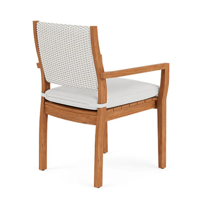 Lloyd Flanders Loom Loom Back Teak Outdoor Dining Armchair