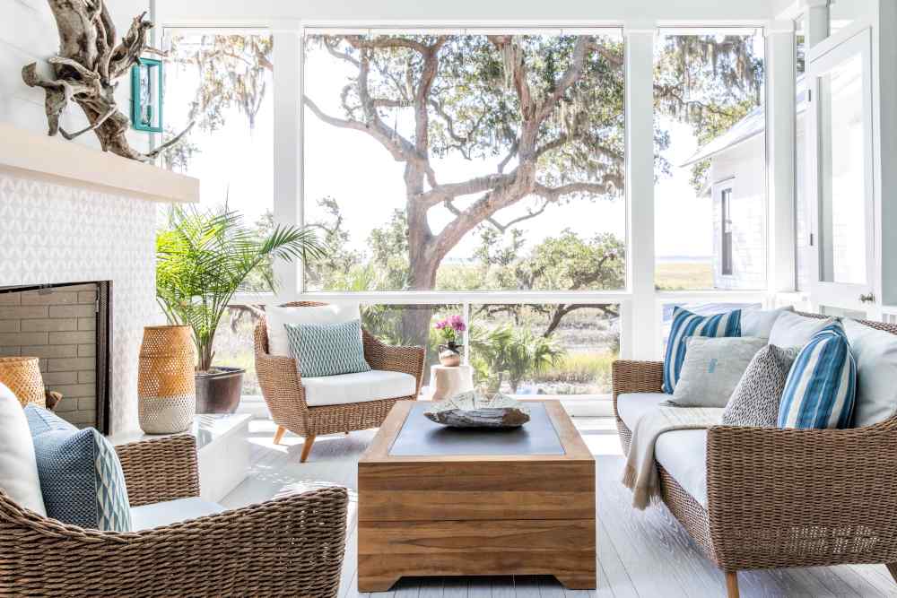 Teak Outdoor Cocktail Table with Faux Concrete Inset-Outdoor Coffee Tables-Lloyd Flanders-Sideboads And Things