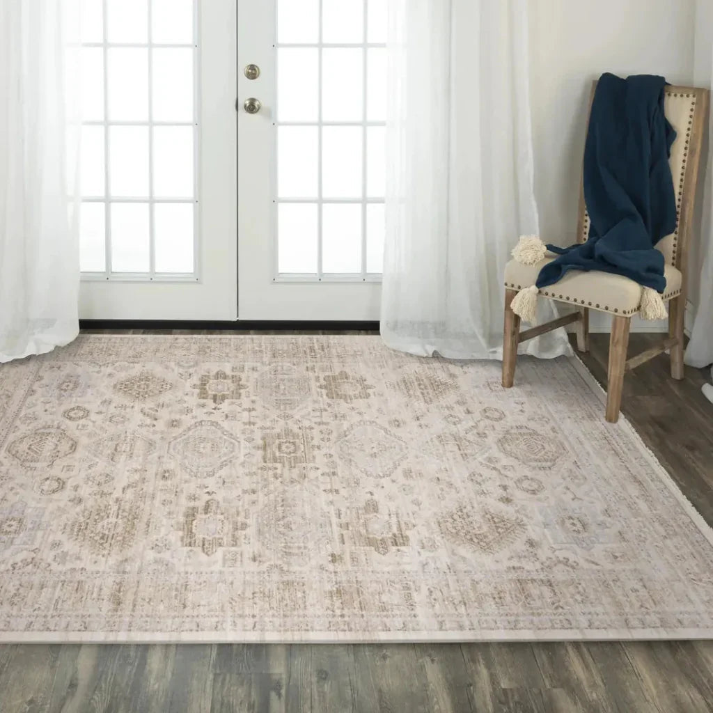 Cyra Floral Natural Area Rugs For Living Room -- natural