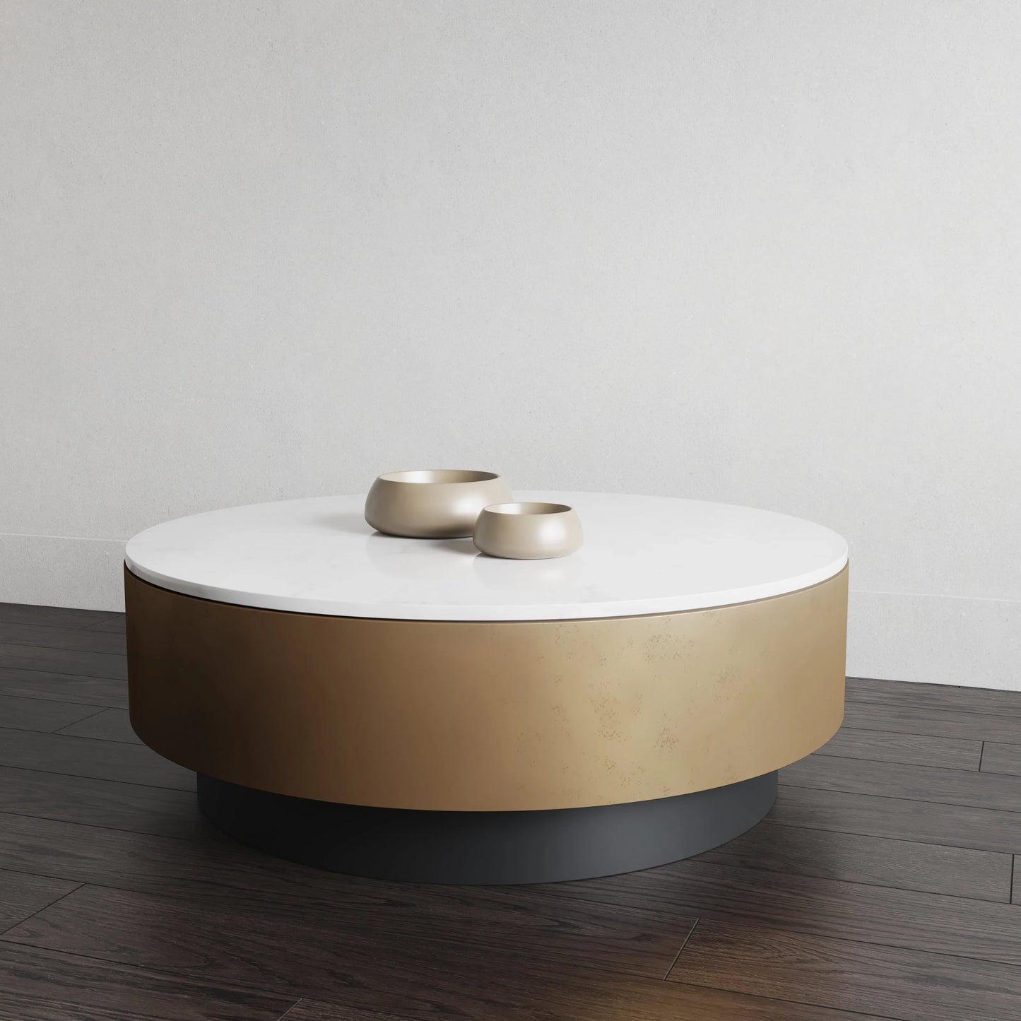 Zelda Coffee Table Modern White Marble Top Black Base