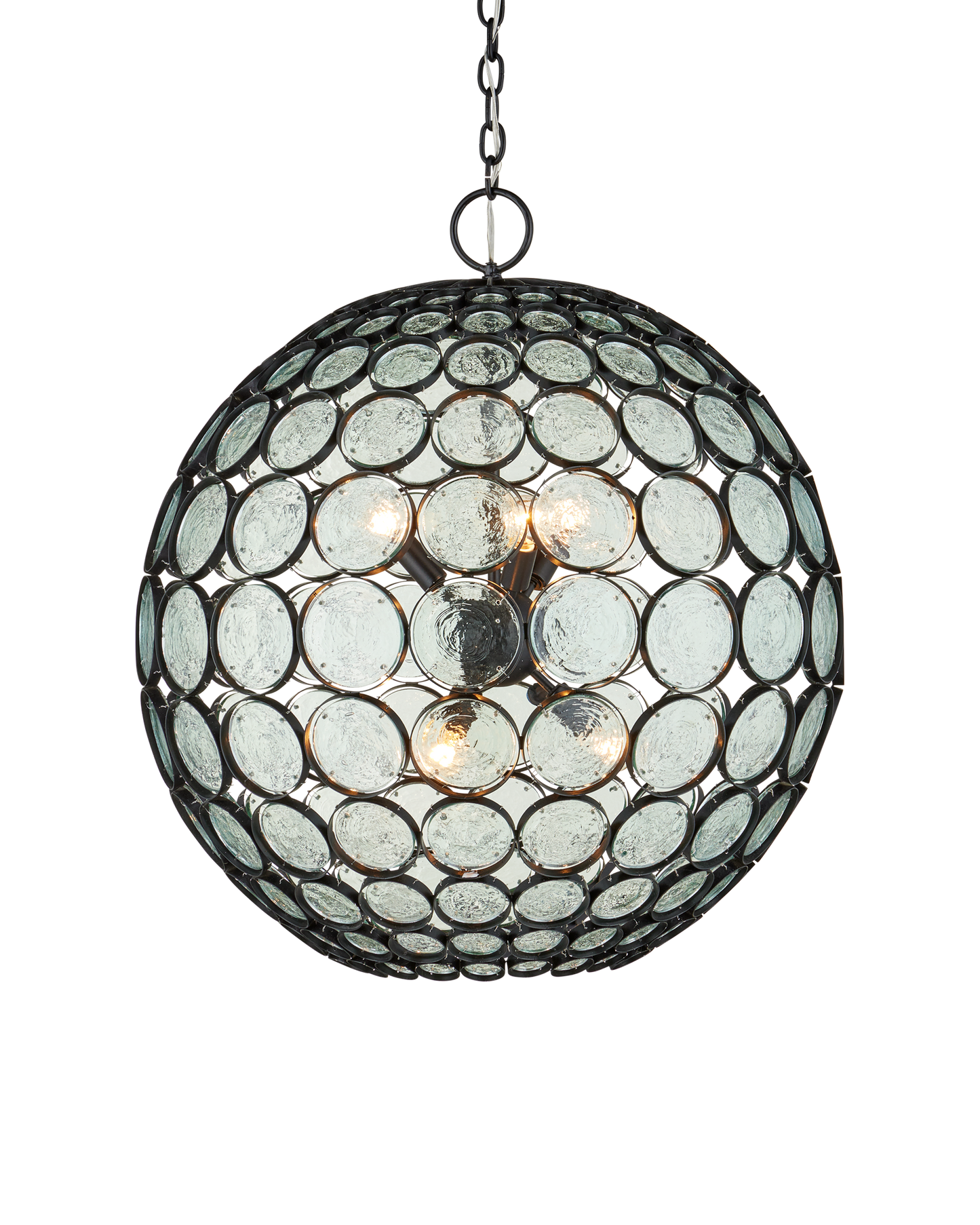 Etude Orb Iron and Glass Black Chandelier