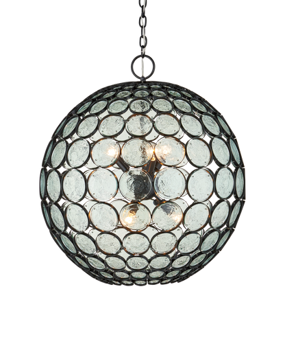 Etude Orb Iron and Glass Black Chandelier