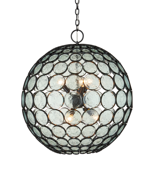 Etude Orb Iron and Glass Black Chandelier