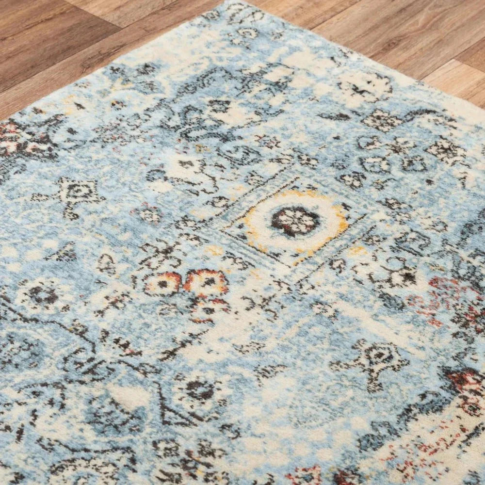 Deru Blue/ Beige Large Area Rugs For Living Room -- beige