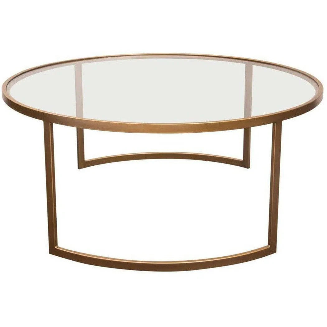 2PC Round Nesting Table Set Gold Frame Clear Glass Tops Coffee Tables Sideboards and Things  By Diamond Sofa