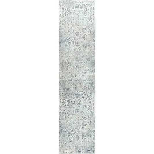 LOOMLAN Boxy Scroll Gray Kitchen Hallway Runner Rug