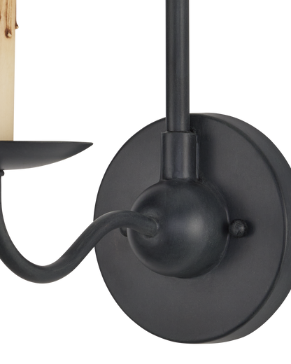 Saxon Single-Light Iron Black Wall Sconce