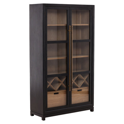 Furniture Classics Merlot Two Glass Doors Home Bar Cabinet