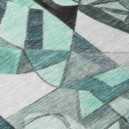 Jaelius Teal Washable Indoor-Outdoor Rug