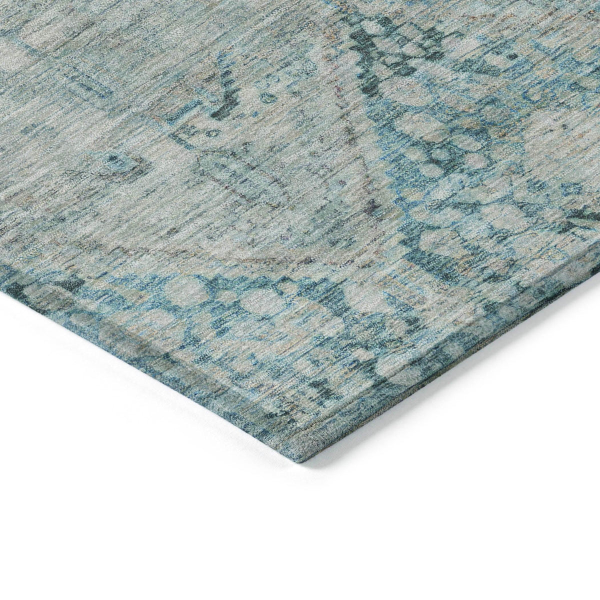 Iriius Blue Washable Indoor-Outdoor Rug