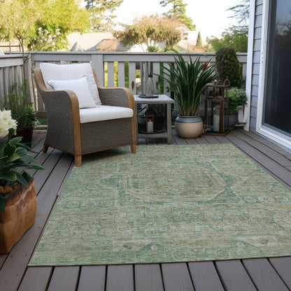 Iriir Green Washable Indoor-Outdoor Rug -- green