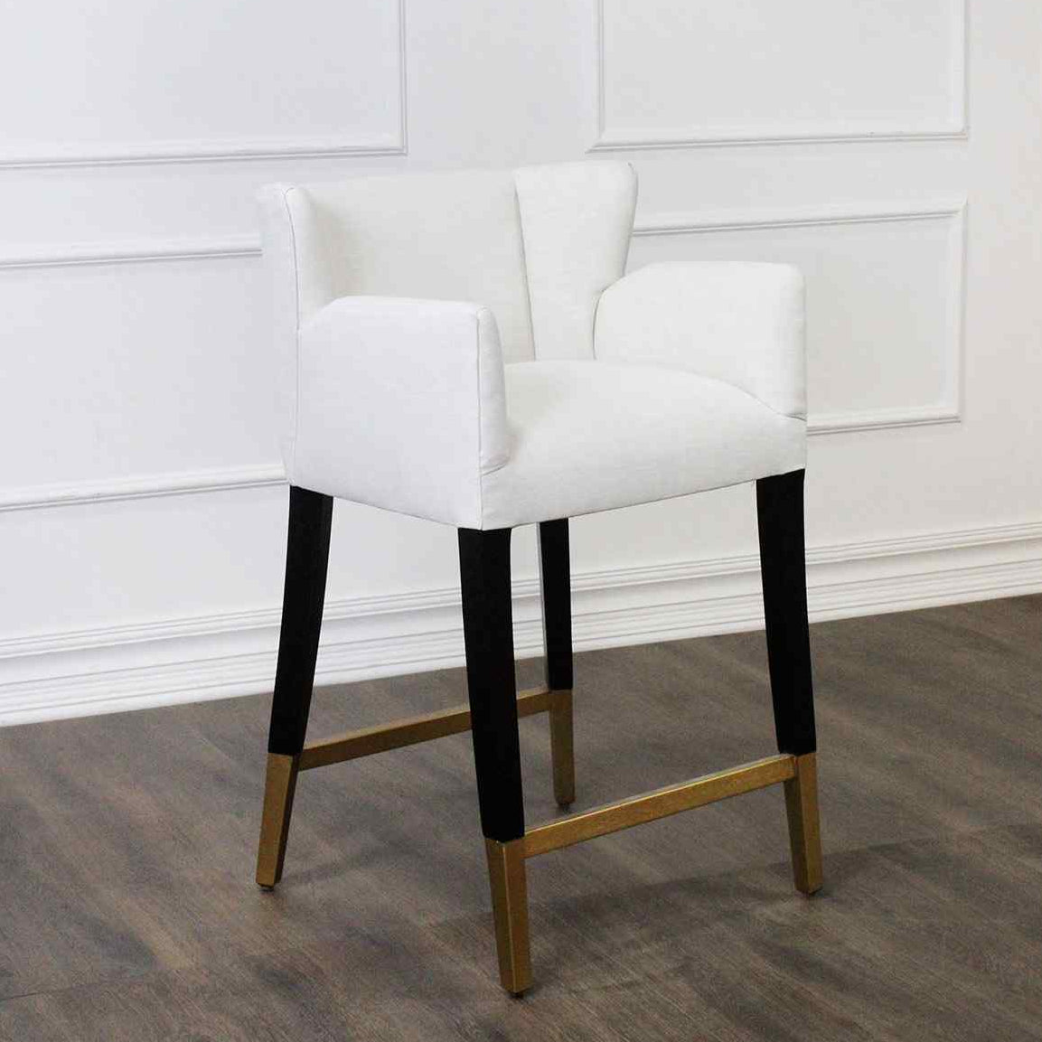 Grace White Fabric Barstool - view 3
