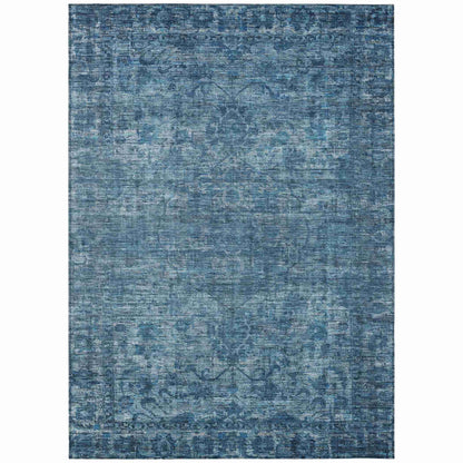 Iriira Blue Washable Indoor-Outdoor Rug