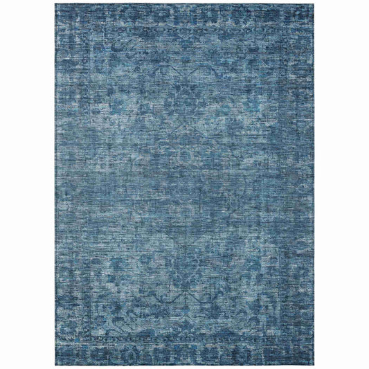Iriira Blue Washable Indoor-Outdoor Rug
