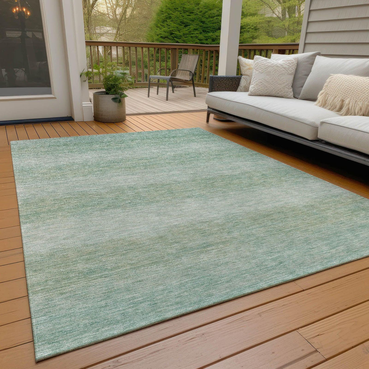 Haelius Teal Washable Indoor-Outdoor Rug -- teal
