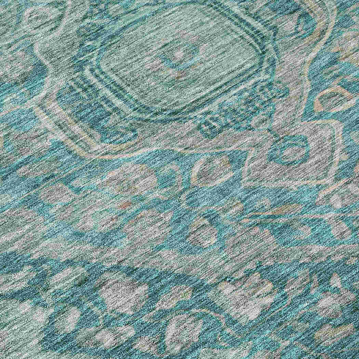 Kaelanor Teal Washable Indoor-Outdoor Rug