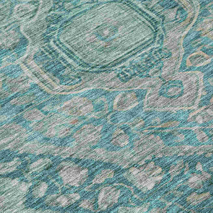 Kaelanor Teal Washable Indoor-Outdoor Rug