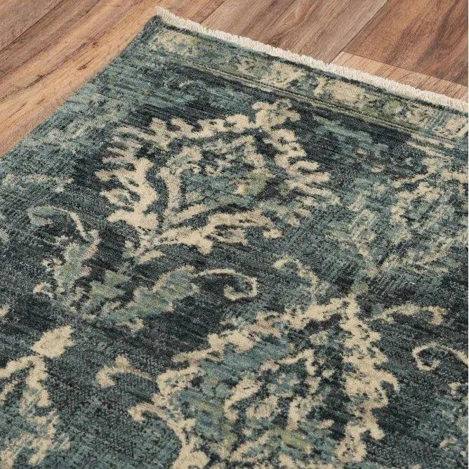 Amen Medallion Blue/ Beige Large Area Rugs -- beige