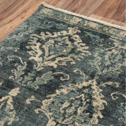 Amen Medallion Blue/ Beige Large Area Rugs -- beige